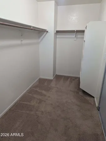 a view of an empty walk in closet