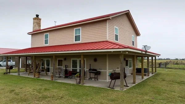 a view of a house with a patio