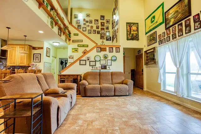 a living room with furniture