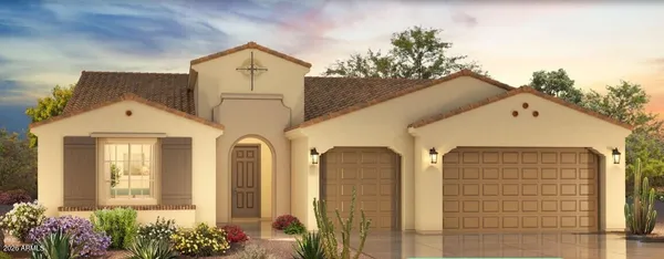 a view of a brick house with large windows