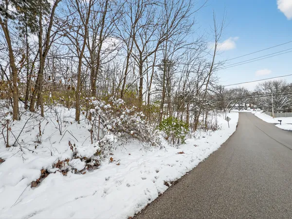 a view of a snow on the road