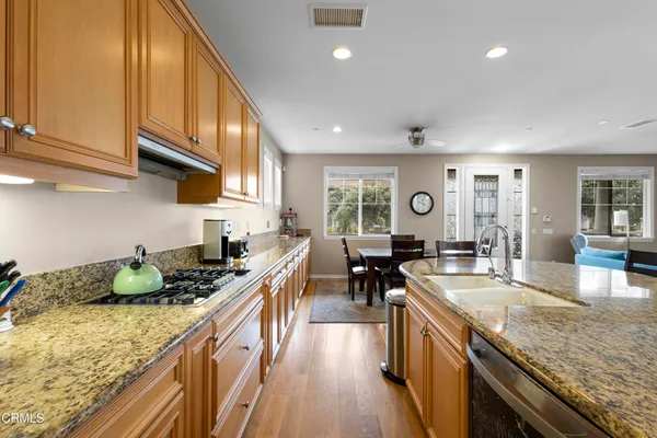 a kitchen with lots of counter top space