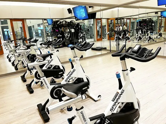 a view of a room with gym equipment