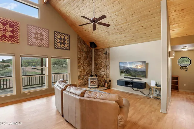 a living room with furniture