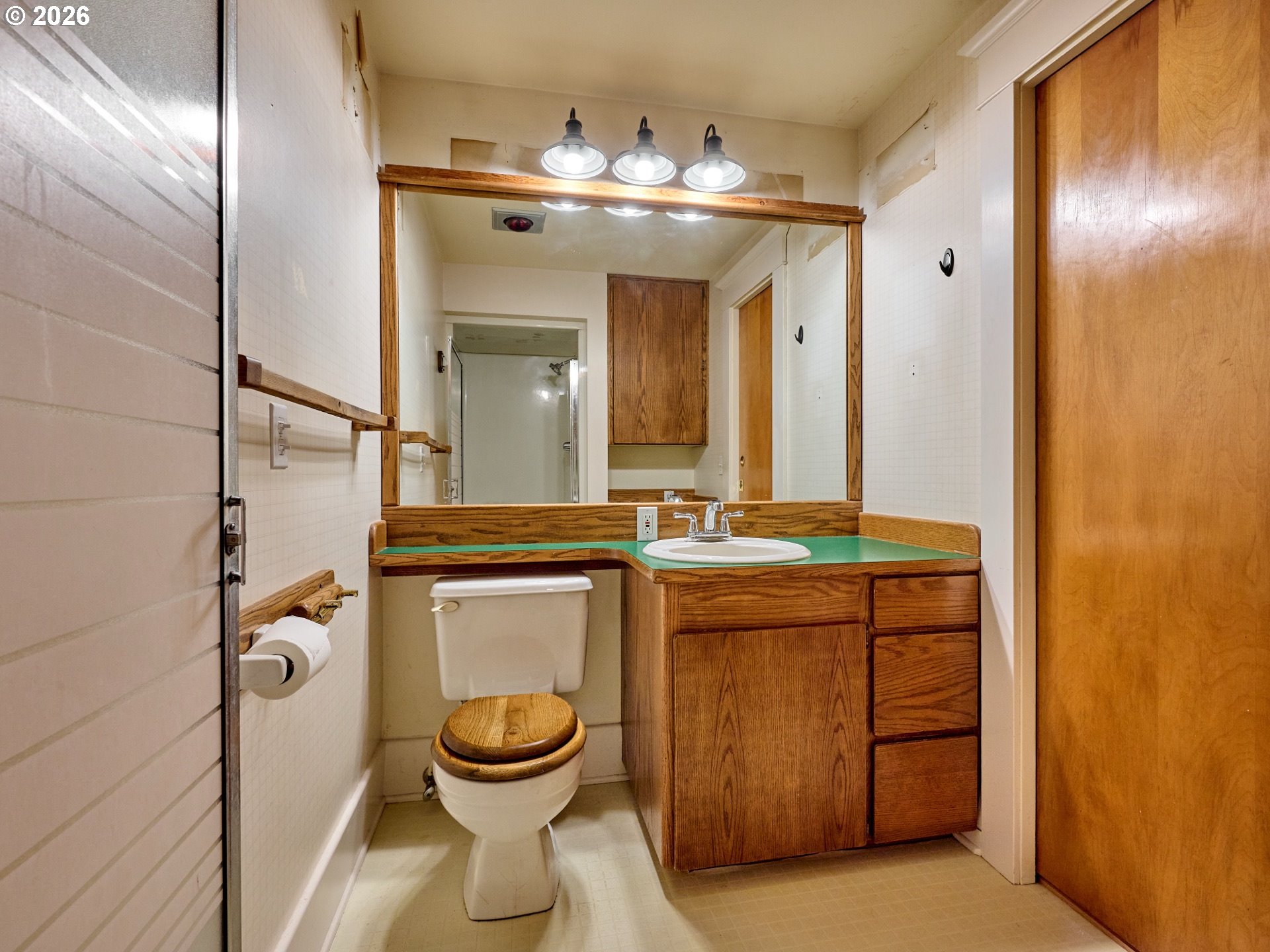 216 South James Street Silverton, OR 97381 - Photo 15 of 31 a bathroom with a toilet a sink and mirror