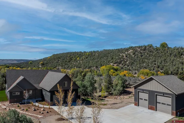 an aerial view of a house