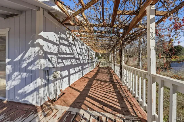 a blue swimming pool with a yard