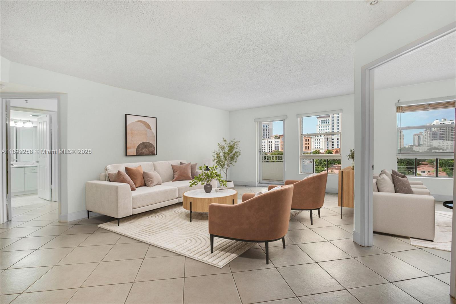 a living room with furniture and a couch