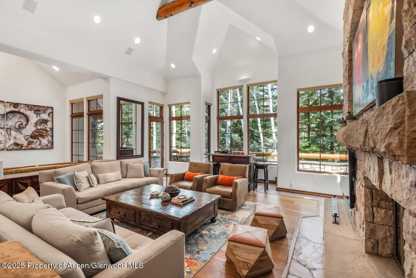 27 Timber Ridge Lane Snowmass Village, CO 81615 - Photo 4 of 40 a living room with furniture and a large window