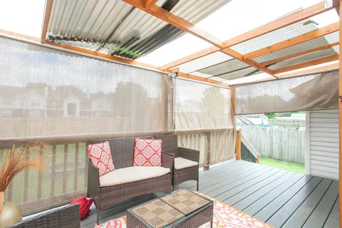 a outdoor space with wooden floor