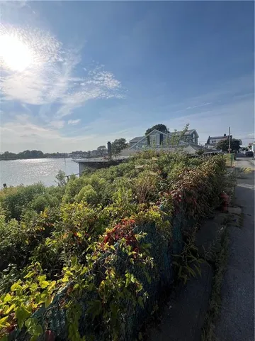 a view of a lake with a city