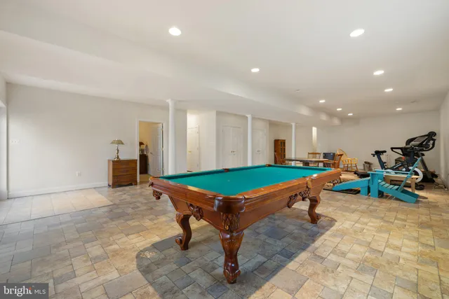 an aerial view of a house with garden