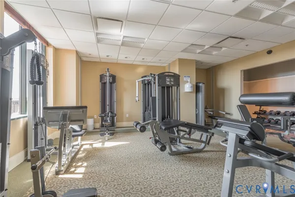 a view of a room with gym equipment