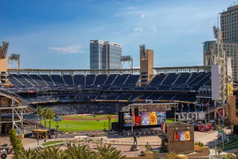 a view of a swimming pool with a patio