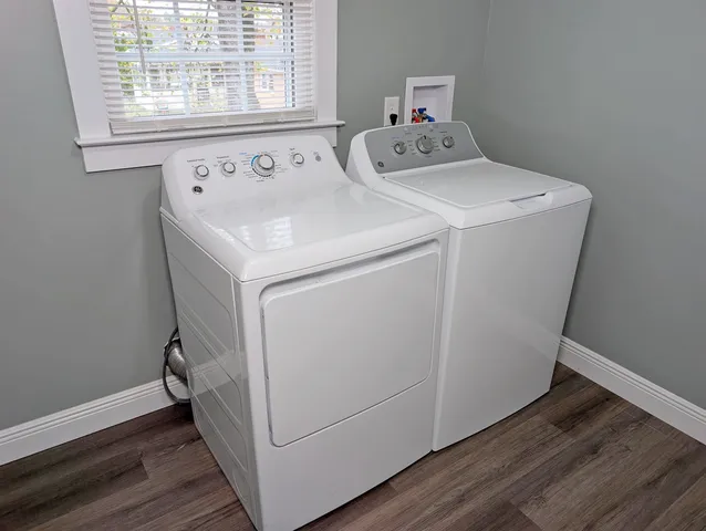 a utility room with dryer and washer