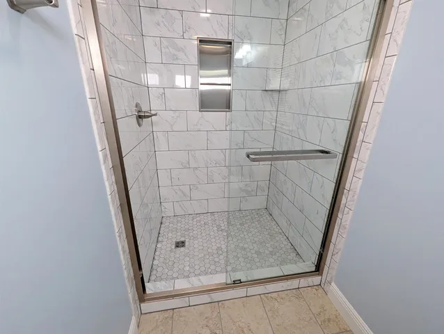 a bathroom with a shower