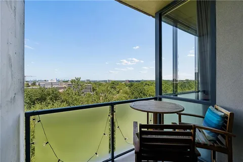 a view of a city from a balcony