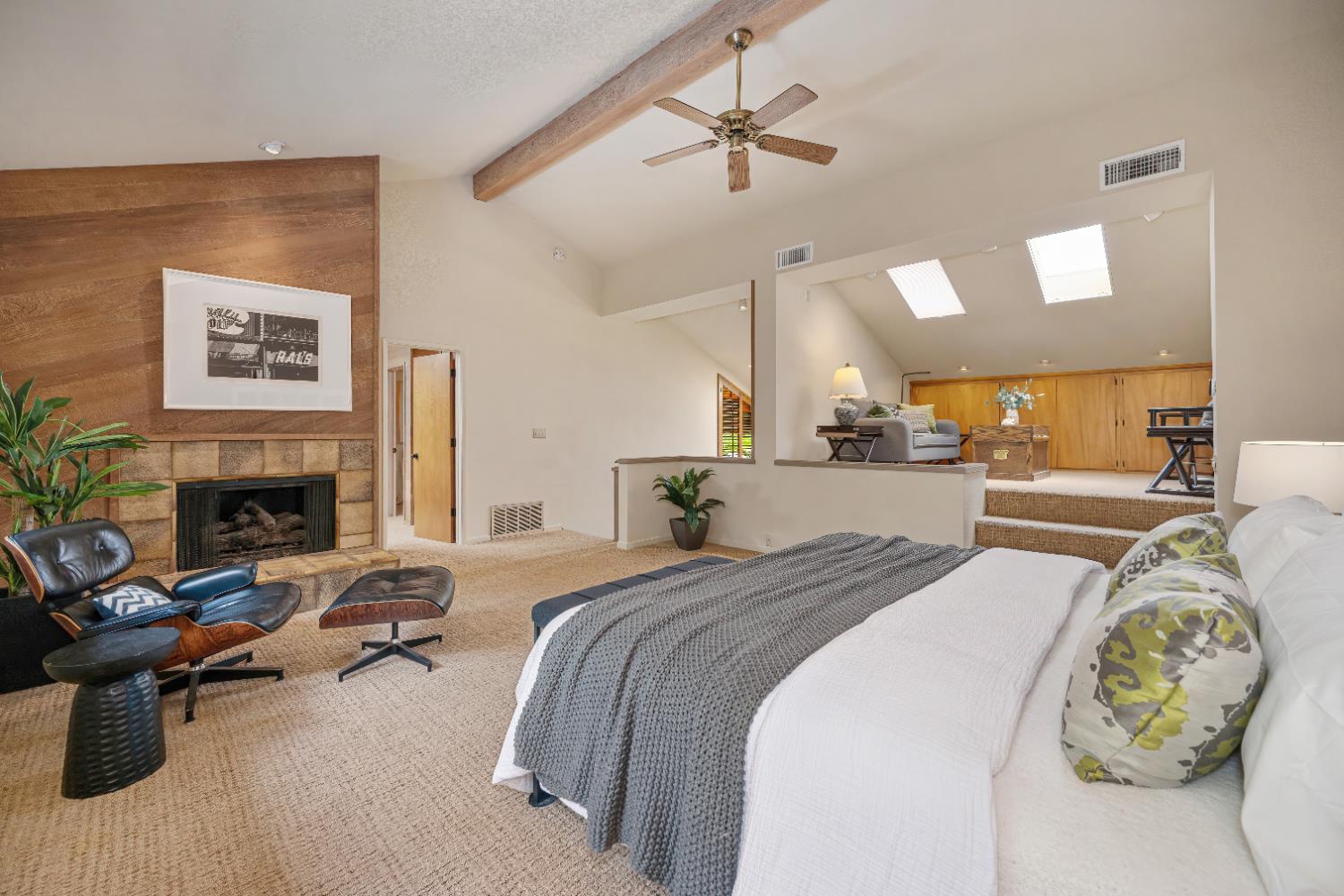 18 Covered Bridge Road Carmichael, CA 95608 - Photo 43 of 81 a bedroom with furniture and a fireplace