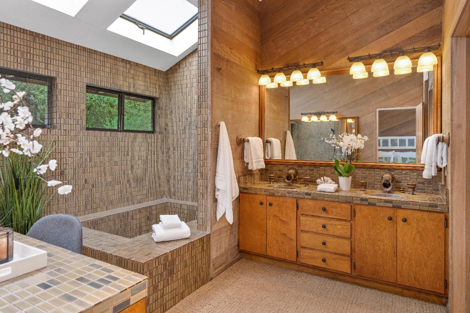 18 Covered Bridge Road Carmichael, CA 95608 - Photo 47 of 81 a bathroom with a granite countertop sink a toilet a mirror and bathtub
