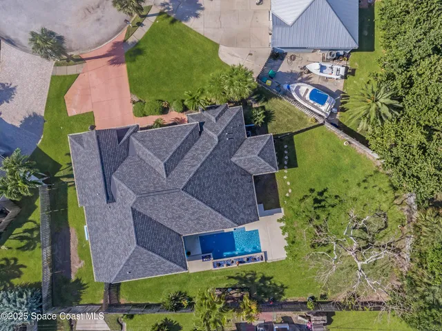 an aerial view of a house