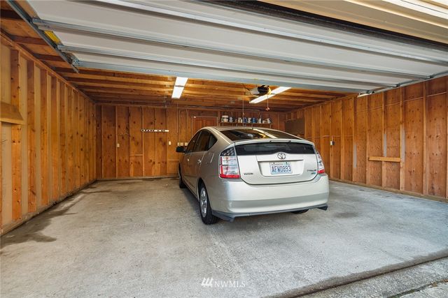 a car parked in a garage