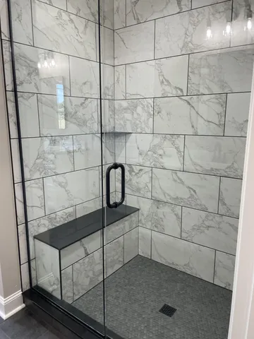 a bathroom with a shower