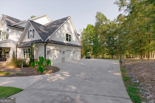 a view of a lake from a yard