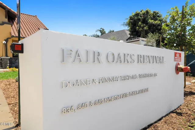 a view of a sign in front of a building