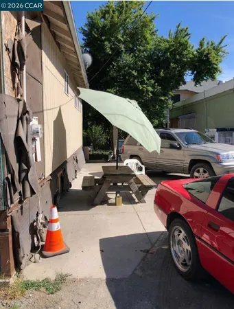 a car parked in front of a house