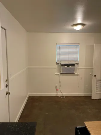 a view of a room with rack on the wall