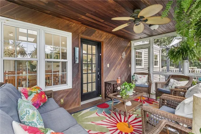 a living room filled with furniture
