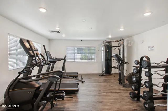 a view of a room with gym equipment