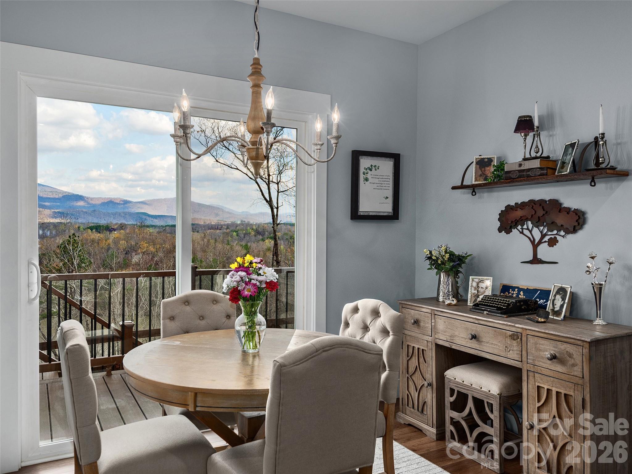 3244 Lake Adger Parkway Mill Spring, NC 28756 - Photo 17 of 44 a dining room with furniture a chandelier and window