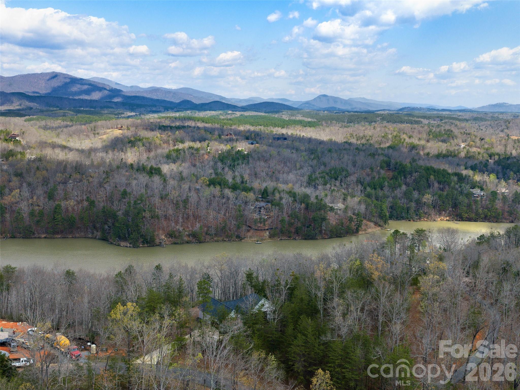 3244 Lake Adger Parkway Mill Spring, NC 28756 - Photo 40 of 44 a view of a lake with a mountain in the background