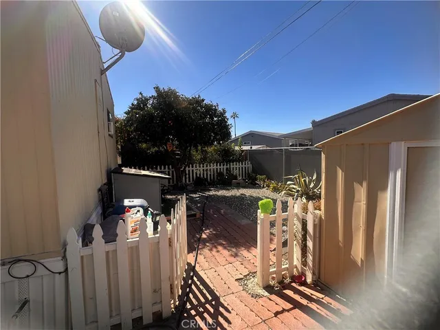 a view of a wooden balcony