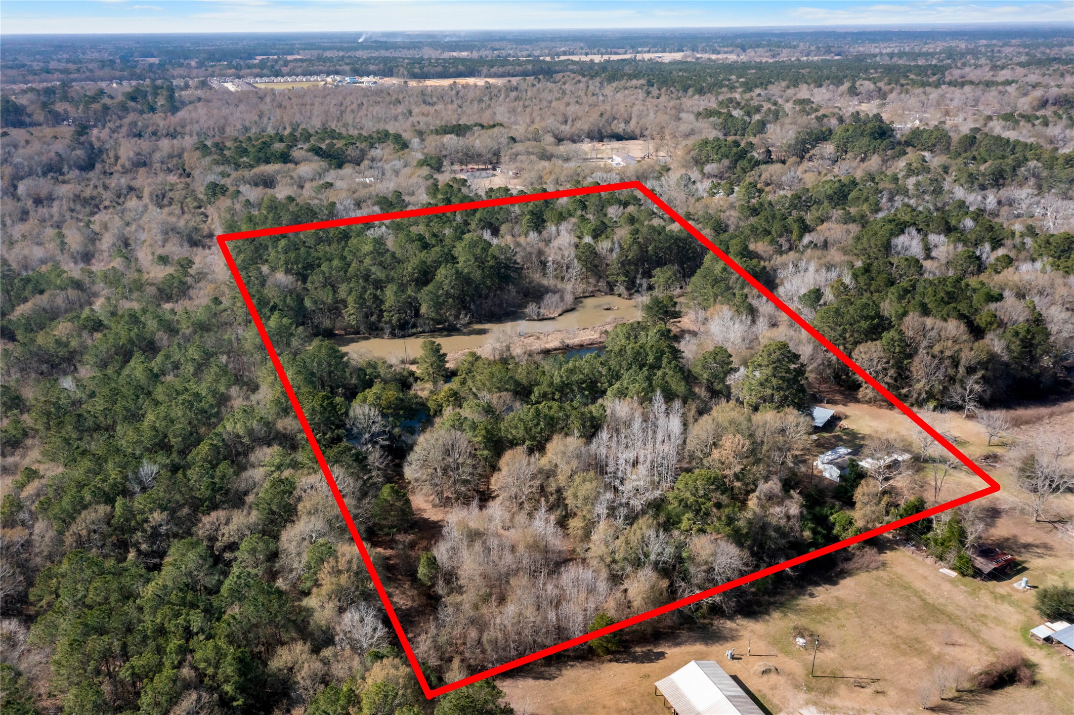 10388 Rutherford Circle Cleveland, TX 77328 - Photo 5 of 14 Aerial perspective highlighting the depth of the property and the spacing between neighboring parcels.