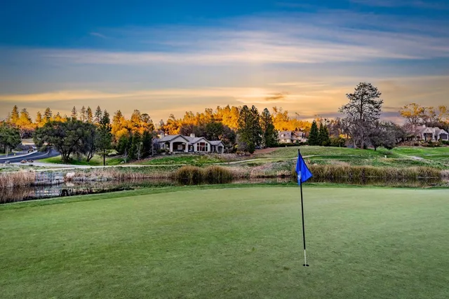 an aerial view of a backyard