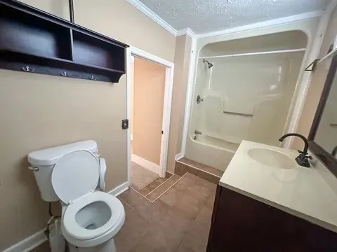 a bathroom with a toilet a sink and bathtub