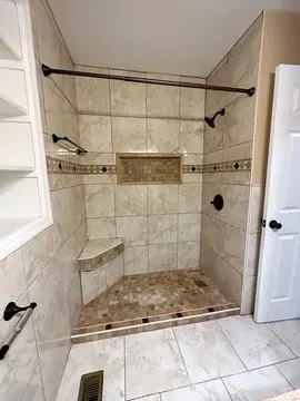 a bathroom with a shower