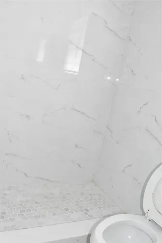 a bathroom with a bathtub