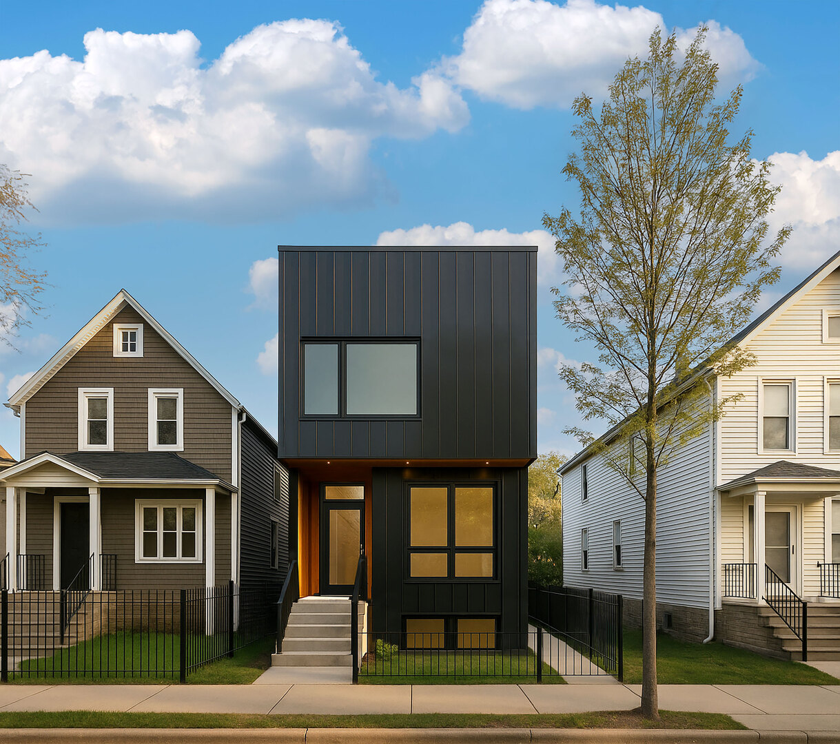 a front view of a building