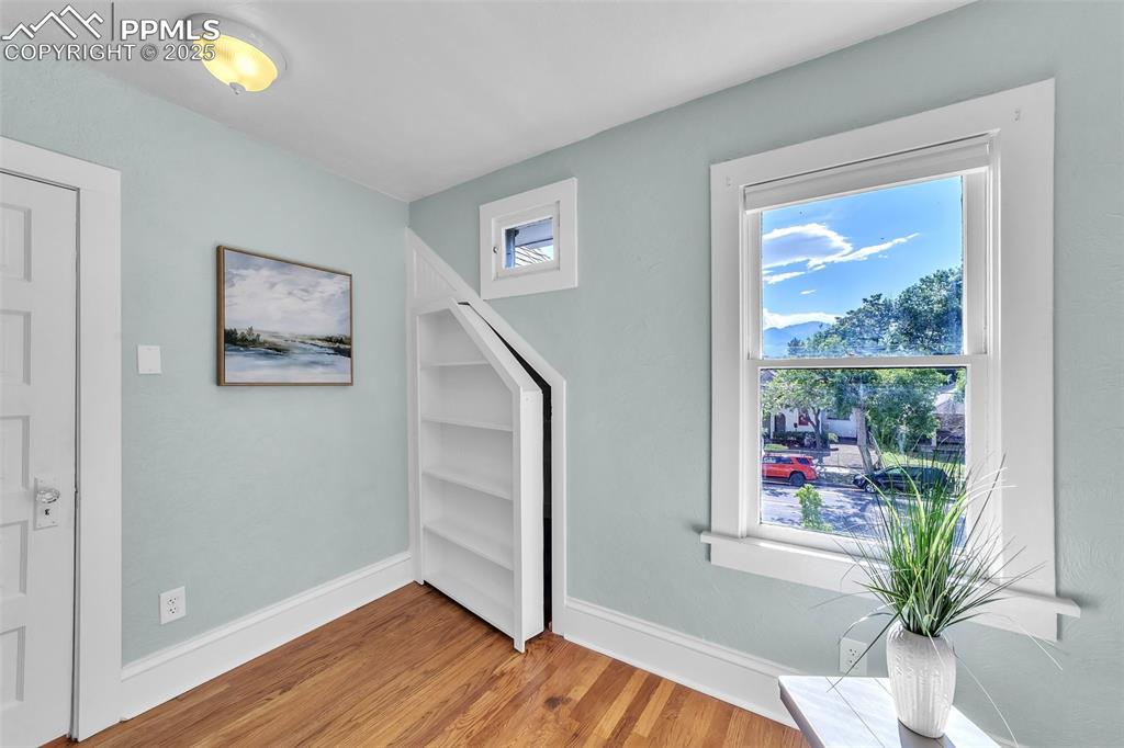 319 South Institute Street Colorado Springs, CO 80903 - Photo 18 of 49 a view of a hallway with wooden floor and a potted plant