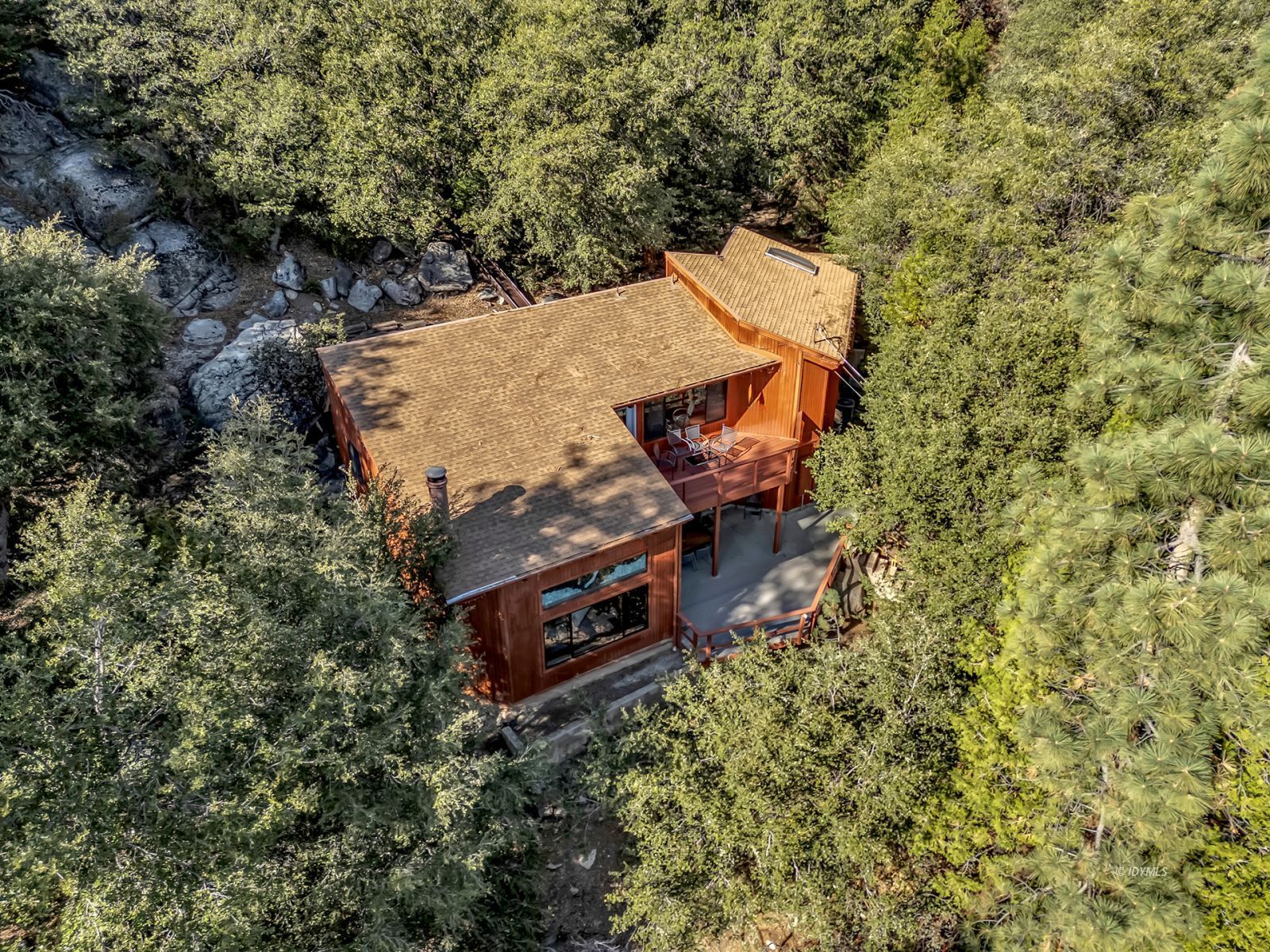 53580 Jeffery Pine Road Idyllwild, CA 92549 - Photo 2 of 90 an aerial view of a house with a yard and large trees