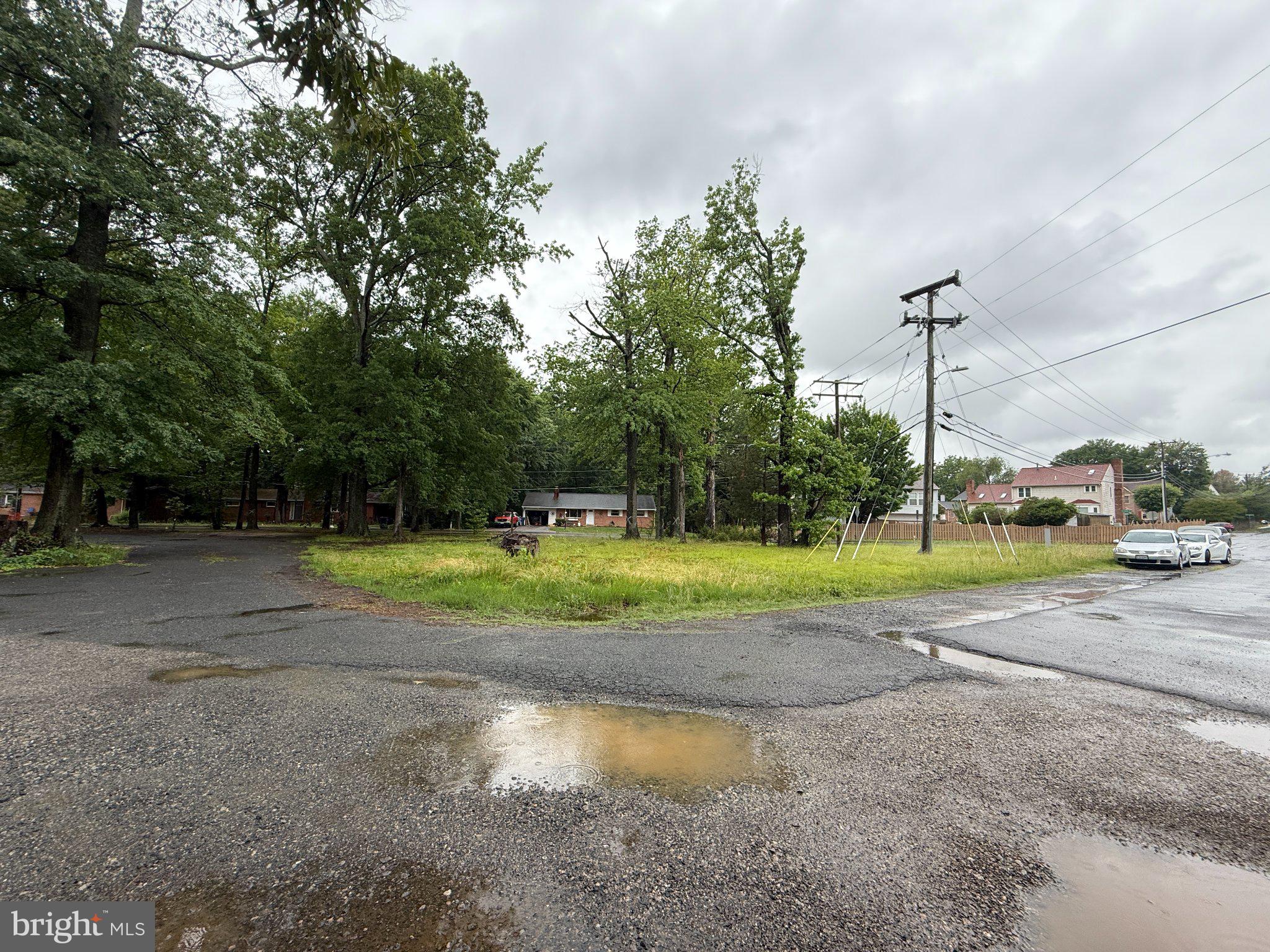 Serene corner lot with lush greenery.