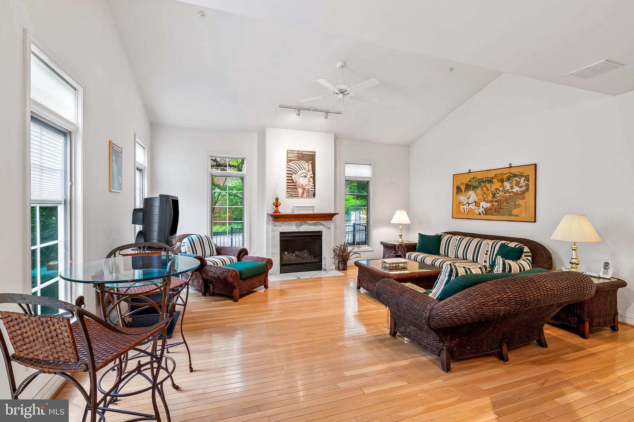 16 Roland Green, Unit 8 Baltimore, MD 21210 - Photo 19 of 55 a living room with furniture a fireplace and a large window