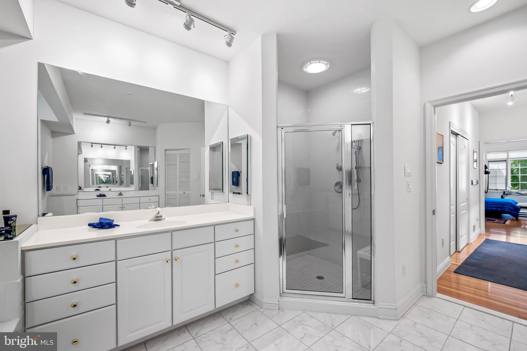 16 Roland Green, Unit 8 Baltimore, MD 21210 - Photo 32 of 55 a bathroom with a shower sink and mirror
