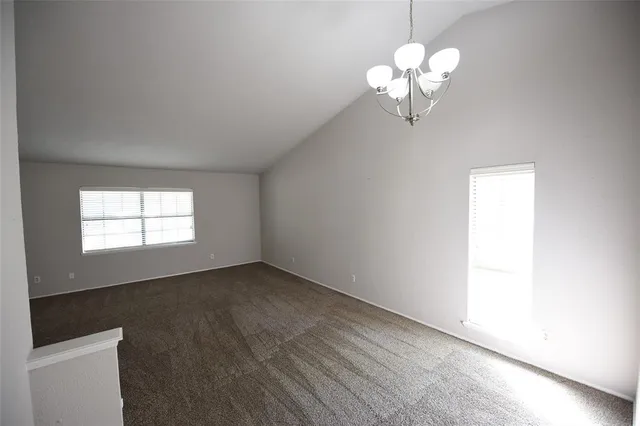 a view of a chandelier in a room