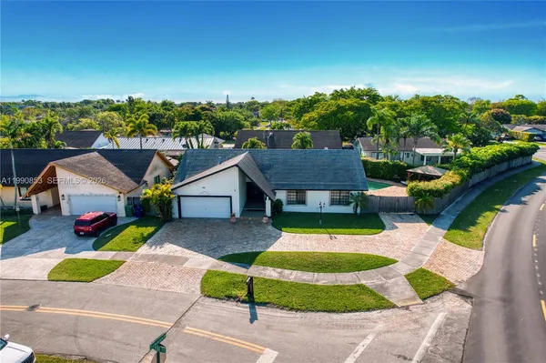 an aerial view of a house