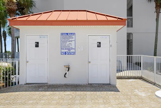 a blue house with a outdoor space