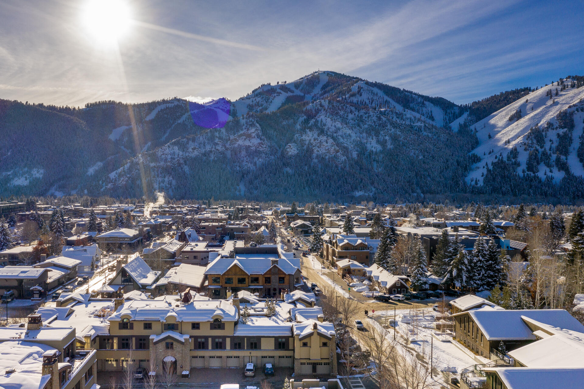 645 East Sun Valley Road, Unit 12 Ketchum, ID 83340 - Photo 5 of 22 Aerial facing Baldy